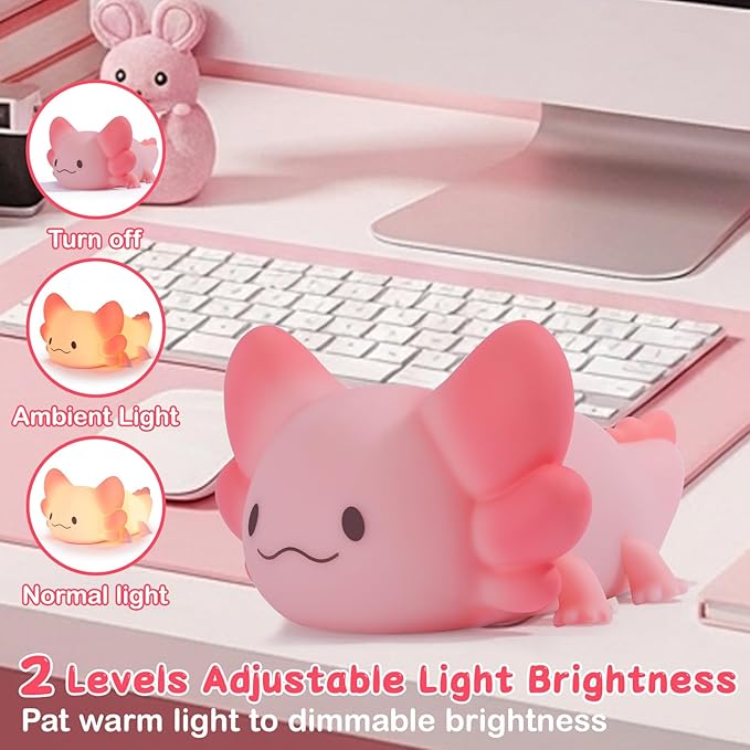ZKLiLi Axolotl Kids Night Light, Squishy Cute Lamp Dimmable Childrens Night - Image 4