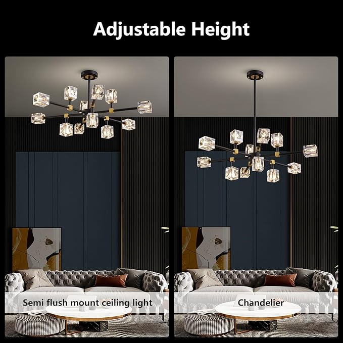 Modern Crystal Chandelier with 12 Lights, Kitchen Island - Image 7