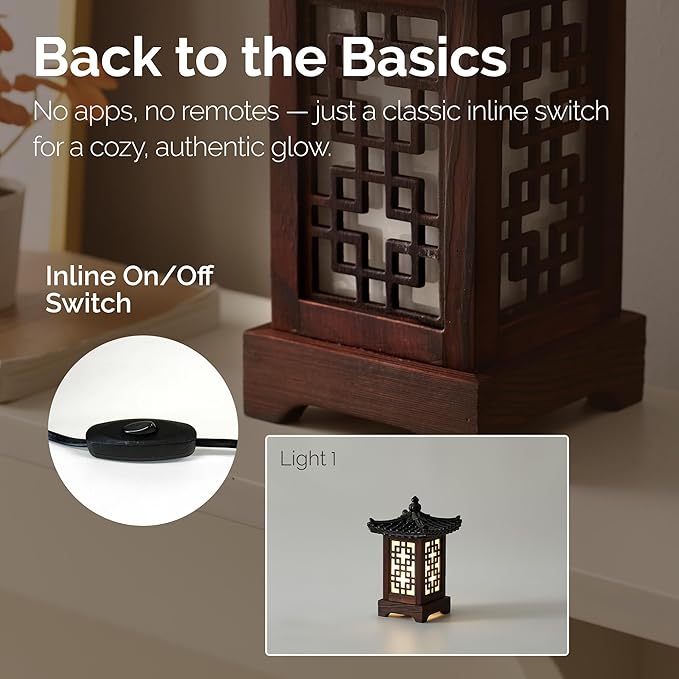 Traditional Korean Wood Lamp | Handmade Asian Oriental Table Lantern | Bedside - Image 5
