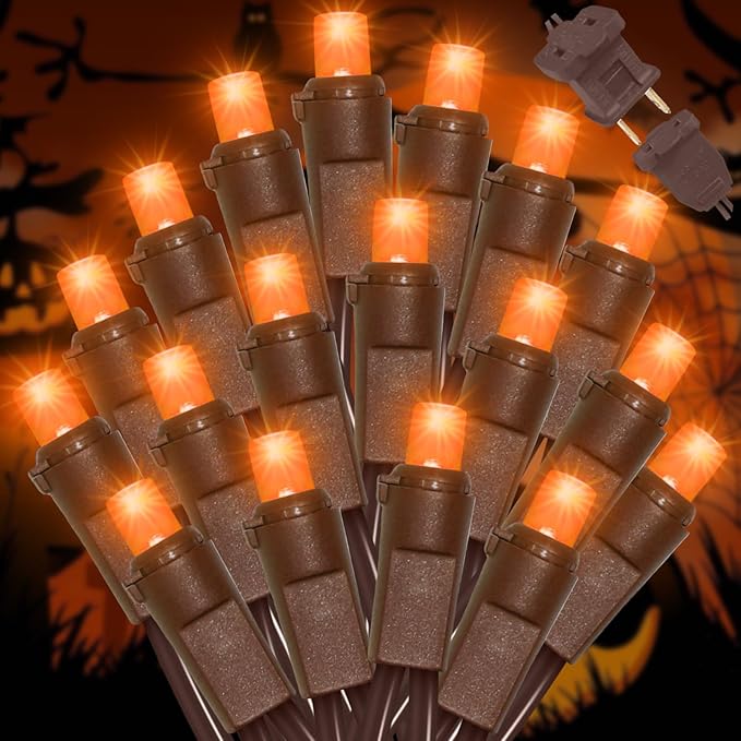 LAMPHOME Orange Halloween Lights- 21.6FT100 LED Christmas Lights, Mini led by ULL
