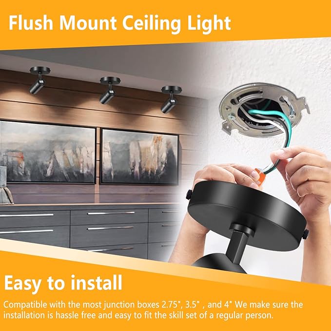 VANoopee 3-Color Zoomable LED Ceiling Spotlight Flush Mount Adjustable - Image 6