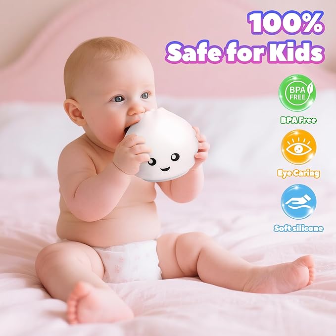 Night Light for Kids, Rechargeable Dimmable Silicone LED Nightlight - Image 3