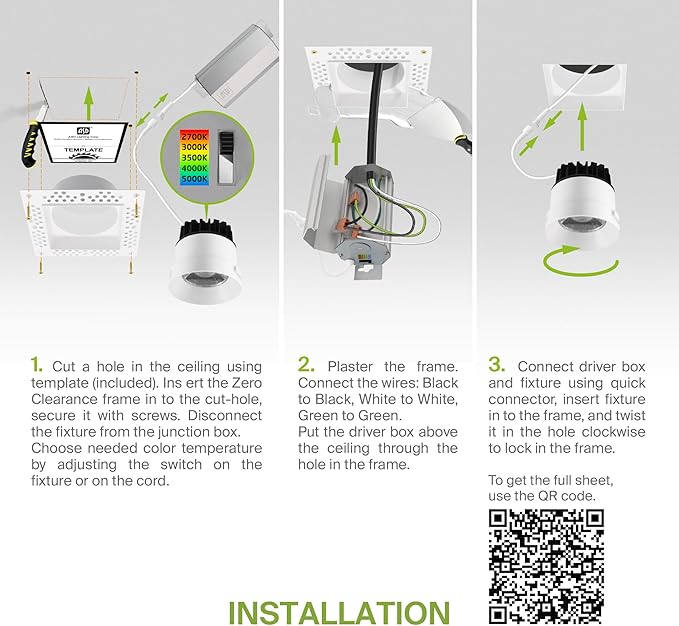ASD Trimless 3 Inch LED Square Recessed Lighting, 15W 120V Triac Commercial - Image 8
