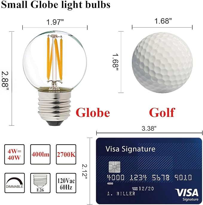 LiteHistory Dimmable g16.5 led Bulb 40W g16 1/2 led Edison Bulb 2700K 4W e26 - Image 5