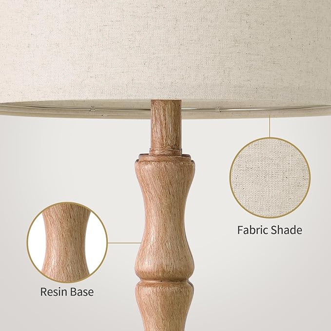 BOBOMOMO 25" Farmhouse Table Lamps Set of 2, Rustic Nightstand Lamps - Image 4