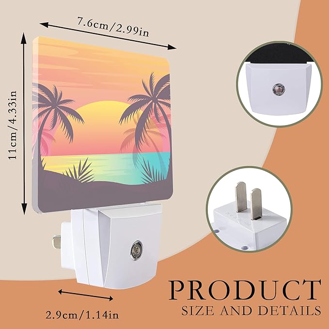 Night Light, Palm Tree with Beach Sunset Night Lights Plug into Wall - Image 2