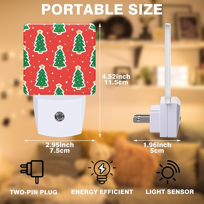 Christmas Trees Night Light, Plug-in Nightlight - Image 2