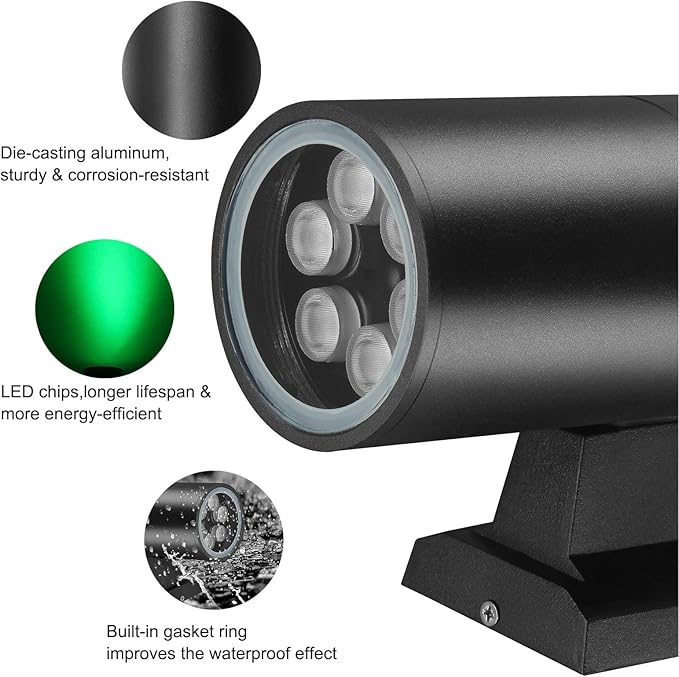 Smart RGBCW Up and Down Outdoor Wall Lights 120W, Dual Beam LED Wall Sconce - Image 3