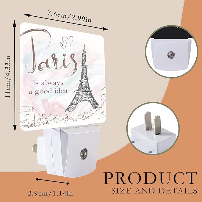 Eiffel Tower Night Light, Paris Night Lights Plug into Wall - Image 2
