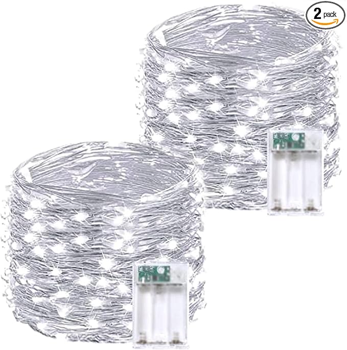 2 Pack 60 LED Christmas Fairy Lights Battery Operated by BOSSERN