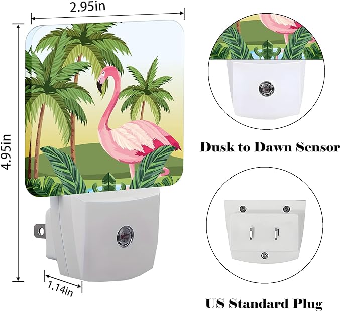Tropical Flamingo Cartoon Night Light, Plug-in Night Lights - Image 2