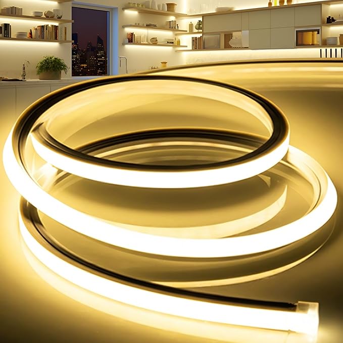 LED Strip Lights Yellow, 9.8ft 110-120V Neon Rope Lights, Flexible Silicone by VOEWT