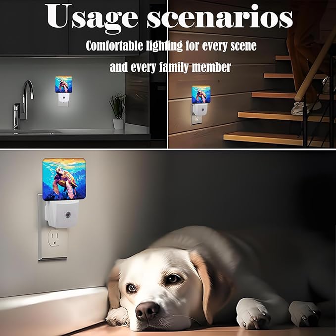 Watercolor Wild Turtle Night Light, Plug-in Nightlights Auto Sensor Night Lamp - Image 6