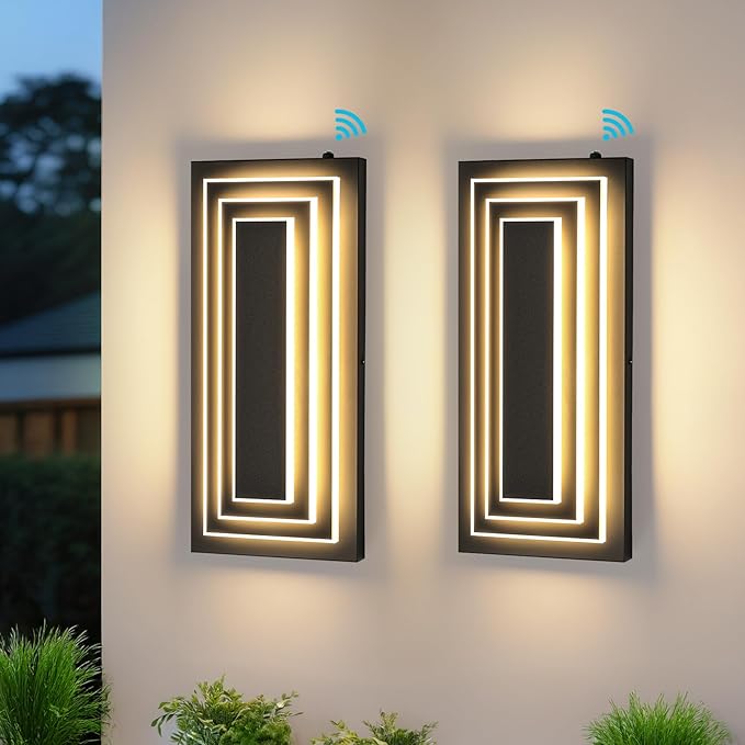 Dawn To Dusk Outdoor Light Fixture Modern Exterior Wall Light, 3-Tier Black by ZSMAIKU