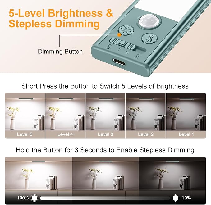 Gritin 10.2inch Under Cabinet Lighting Rechargeable -84 LED Super Bright - Image 5