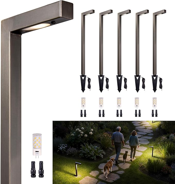 Gardenreet Low Voltage Landscape Lighting Brass, 12v Pathway Lights Waterproof by Gardenreet