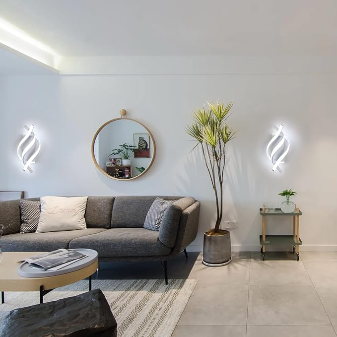 DELIPOP Wall Sconces, Spiral Modern LED Wall Sconce Lighting, 6500K Cool White - Image 8