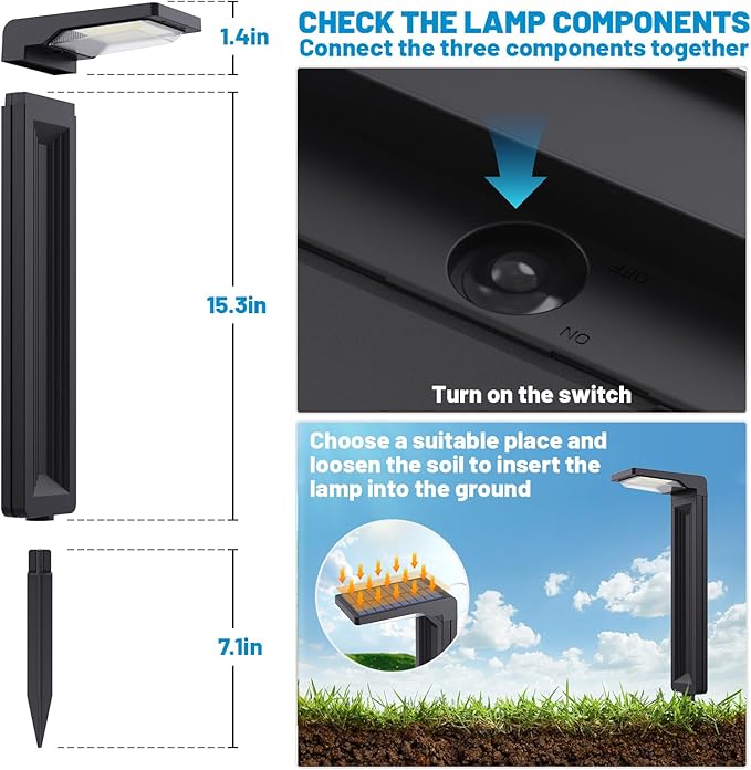 Sunvivo Solar Pathway Lights, 2 Modes, Bright Solar Path Lights Outdoor - Image 6