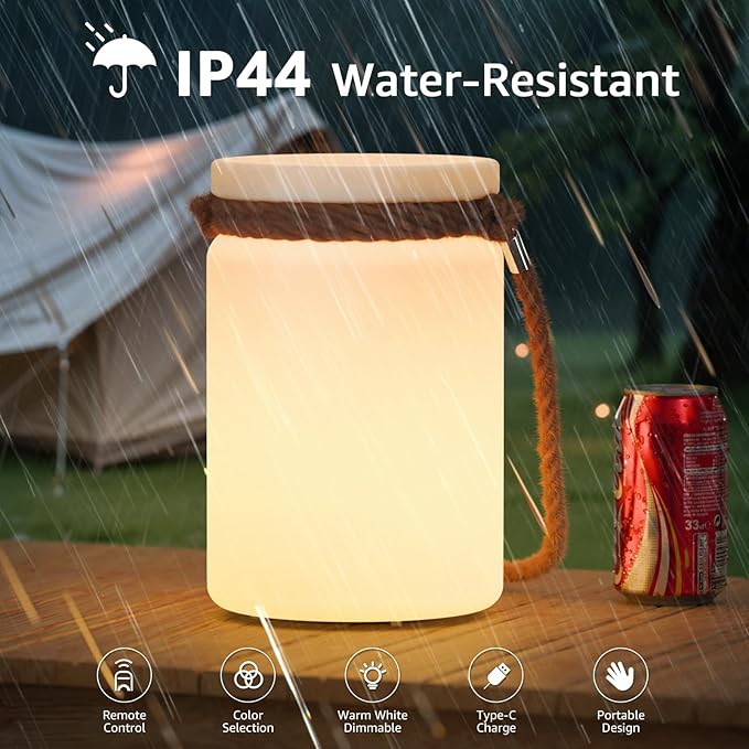uuffoo 2 Pack LED Lamp Lantern Table Lamp Cordless Shower Lamp IP44 RGB and - Image 5