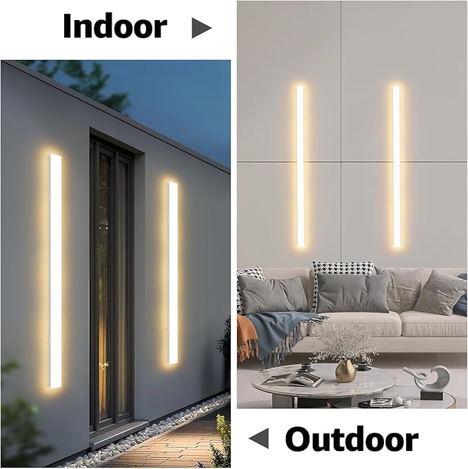 2 Pack 47.25inch Long Outdoor White Wall Lights 35W 3000K Modern Porch Lights - Image 4