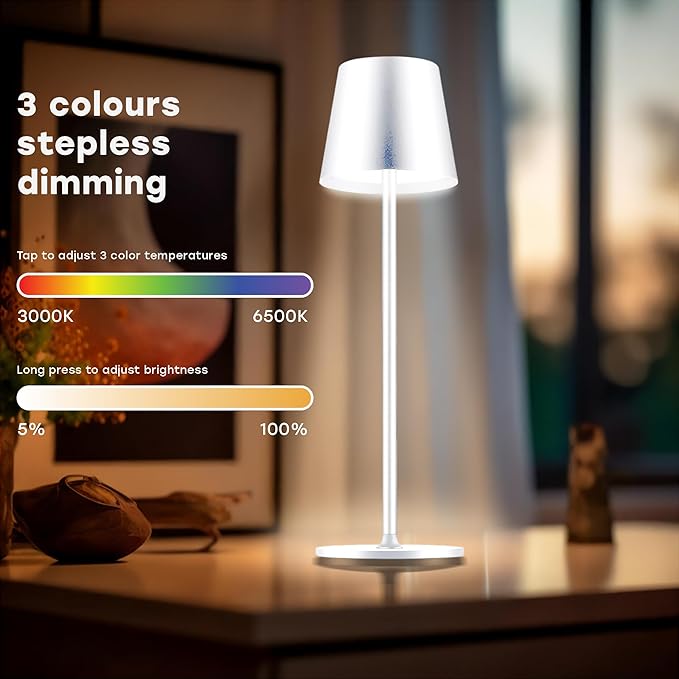 2 Pack Cordless Table Lamp, Portable LED Desk Lamp, 5200mAh Battery Operated - Image 8