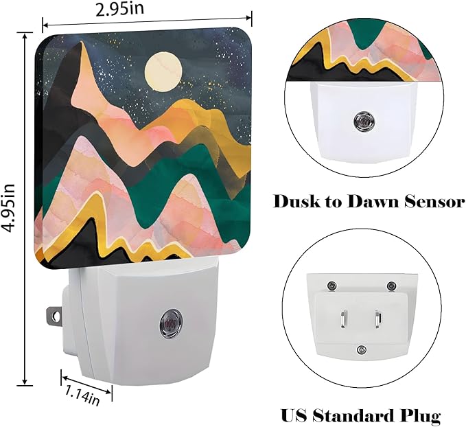 Mountains Night Sky Moon Night Light, Plug Into Wall Decor - Image 2
