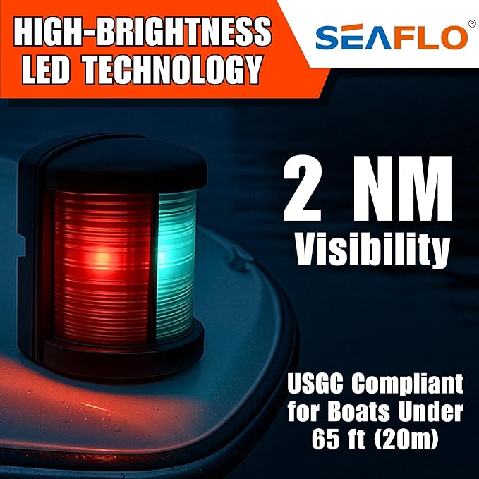 SEAFLO 11 Series Mini Sized LED Bi-Color Red/Green Navigation Light – 12V - Image 4