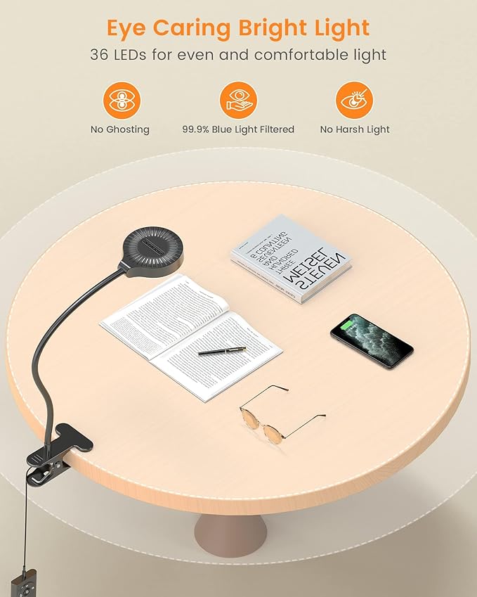 Glocusent 5W 36 LED Reading Clip on Light - Image 3