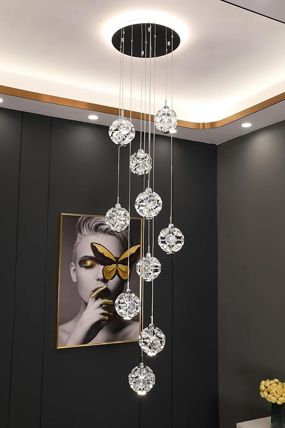 10-Light High Ceilings Long Chandeliers Modern Crystal Staircase Chandelier - Image 7