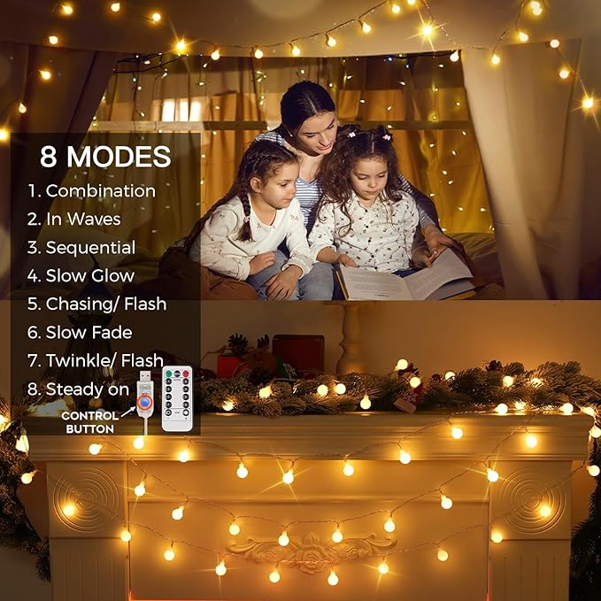 suddus Globe String Lights Bedroom, 50 Led Fairy Lights Plug in, Indoor String - Image 4