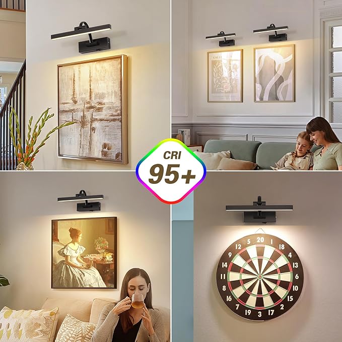 Picture Lights for Wall Battery Operated, Wireless Black Art Lighting for - Image 3