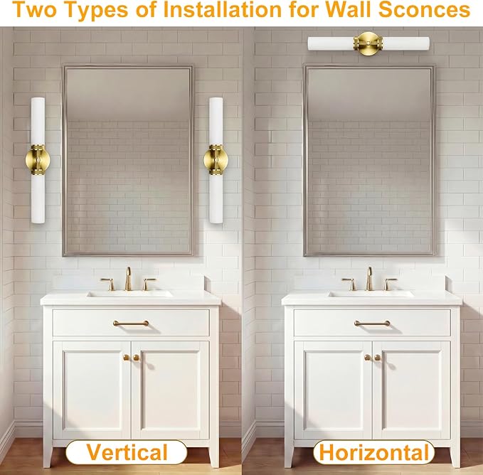 LaLuLa Gold Bathroom Vanity Light Fixtures – 2-Light Hardwired Wall Sconces - Image 3