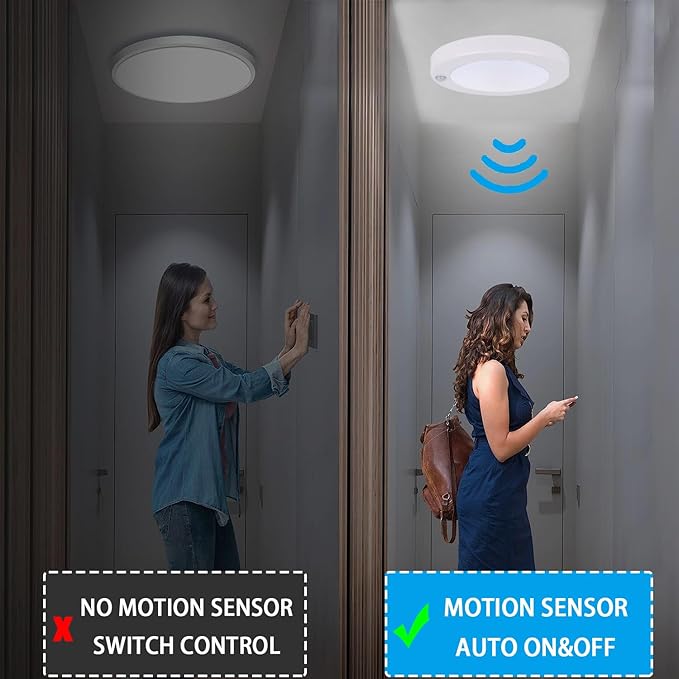 YoonLIT Flush Mount PIR Motion Sensor LED Ceiling Light, 6.2 Inch 10.5W 800 - Image 5