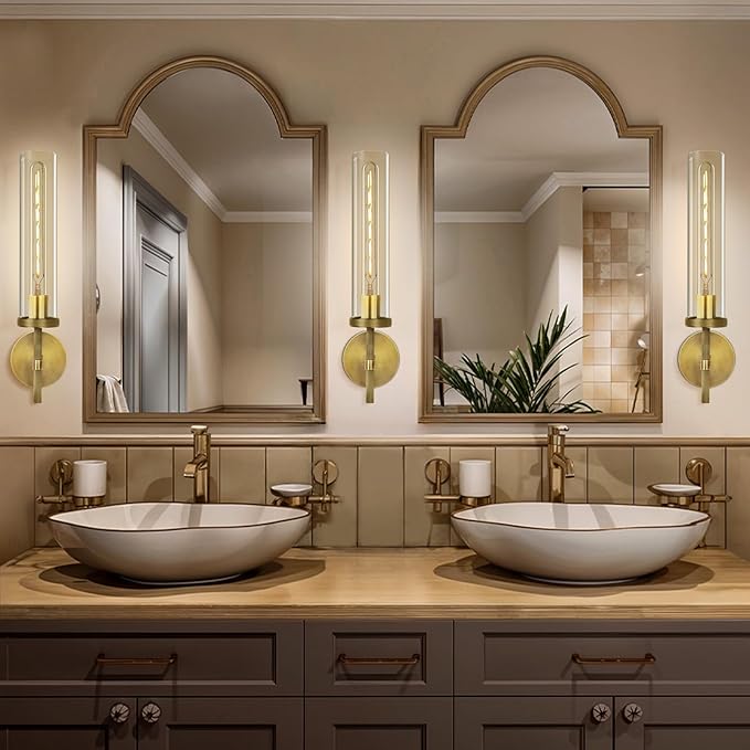 Brass Wall Sconces Set of Two, 19.48" Modern Wall Lighting - Image 3