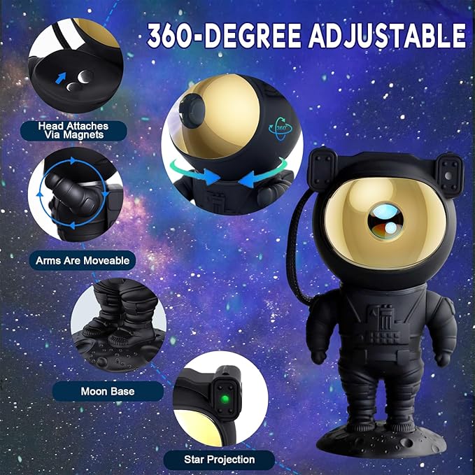 Astronaut Star Projector Galaxy Light, 360° Space Man Buddy Projector Sky LED - Image 2