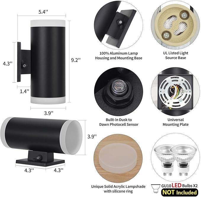Dusk to Dawn Outdoor Lighting, ZUUKOLE Waterproof Exterior Wall Lantern - Image 3