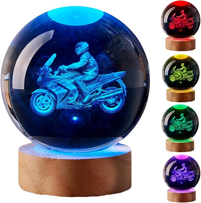 Large Motorcycle Crystal Ball Night Light by Unknown