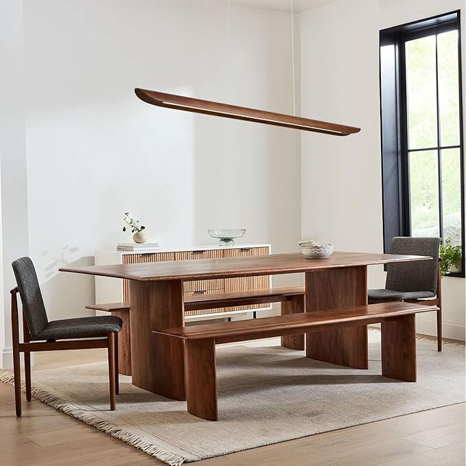 47" Wood Linear Pendant Light Modern Dimmable Kitchen Island Lighting - Image 6