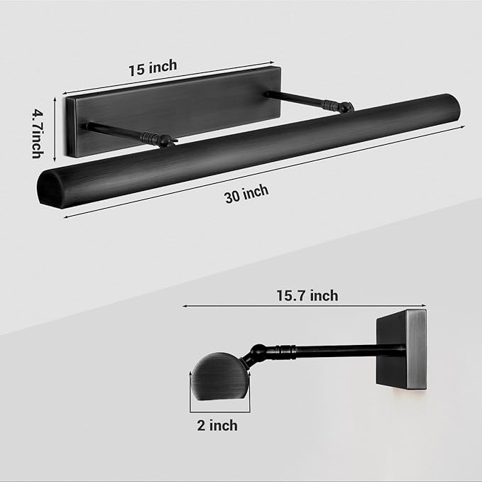 Black Picture Lights Hardwired, 30inch Large Linear Picture Light - Image 4