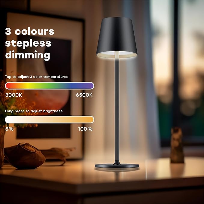 2 Pack Cordless Table Lamp, Portable LED Desk Lamp, 5200mAh Battery Operated - Image 8