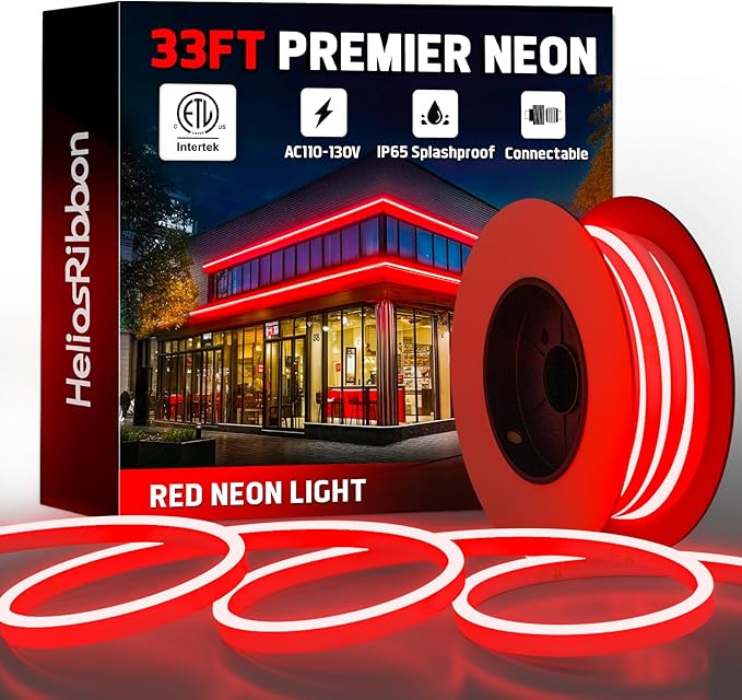 33FT Red LED Neon Rope Lights, AC 110-120V Flexible Neon Strip Outdoor by Unknown