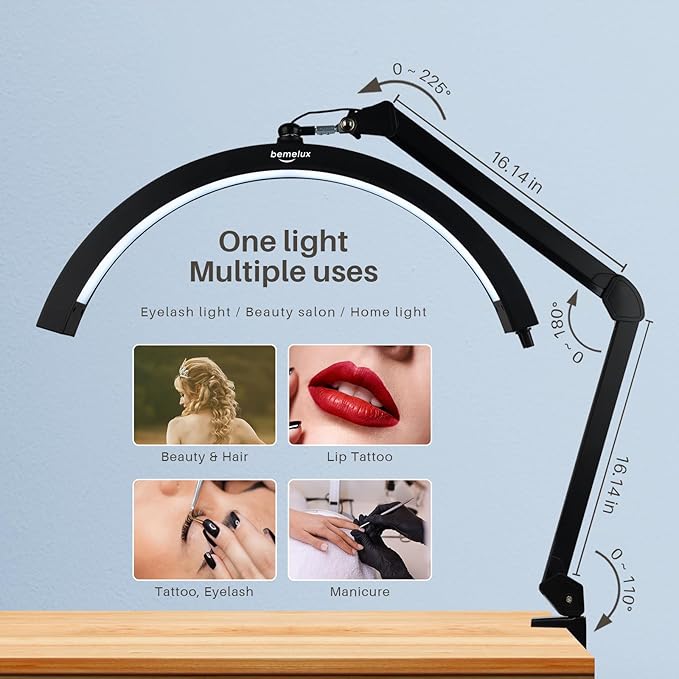 LED Half Moon Light with Desk Clamp, 30W Bright 288PCS LEDs, Metal Swing Arm - Image 4