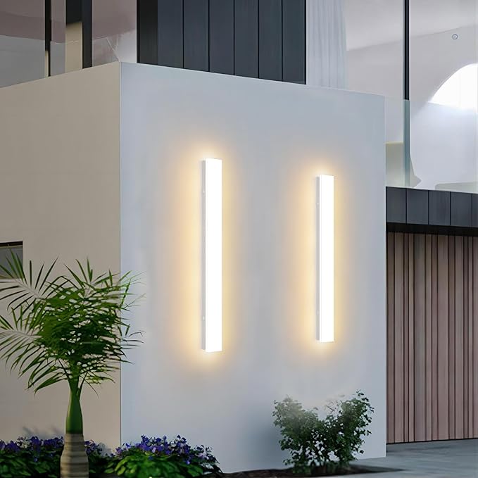 2 Pack 24inch Long Outdoor White Wall Lights 20W 3000K Modern Porch Lights - Image 6