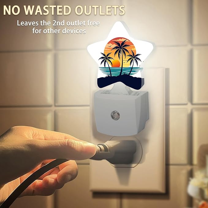 Tropical Sunset Tree Night Light Plug-in Dusk to Dawn Smart Sensor White Led - Image 2