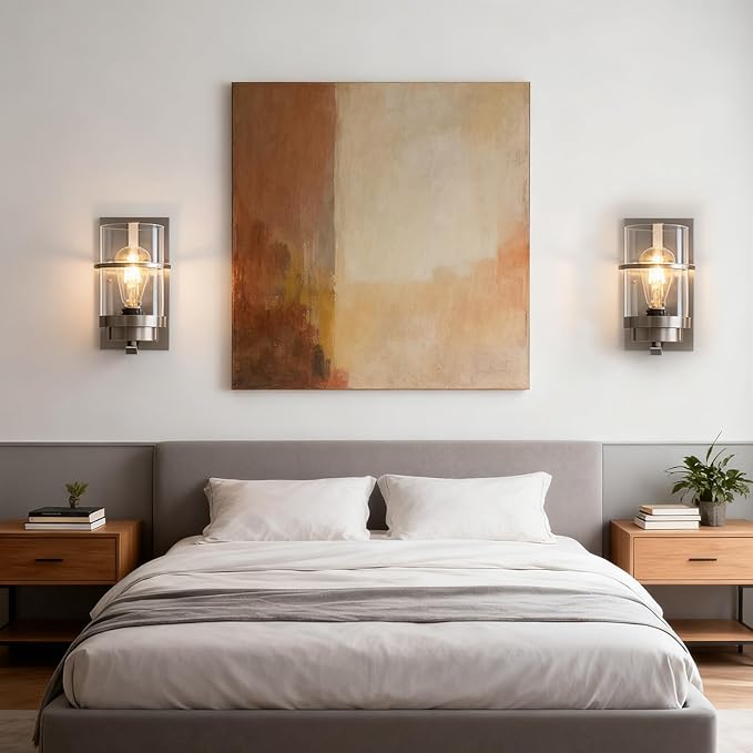 Brushed Nickel Wall Sconces Light, Modern Wall Sconces Bathroom Light Fixtures - Image 7