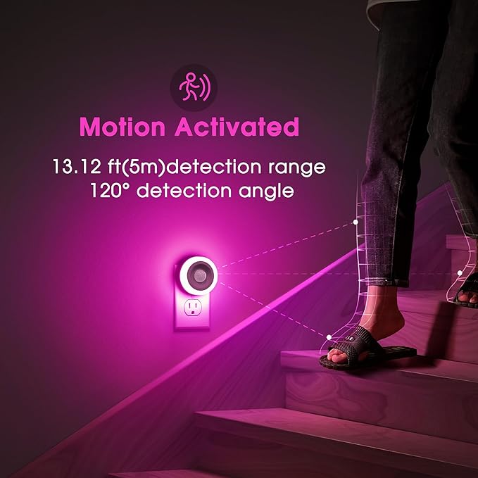 Briignite Motion Sensor Night Light Purple, Night Lights Plug into Wall - Image 3