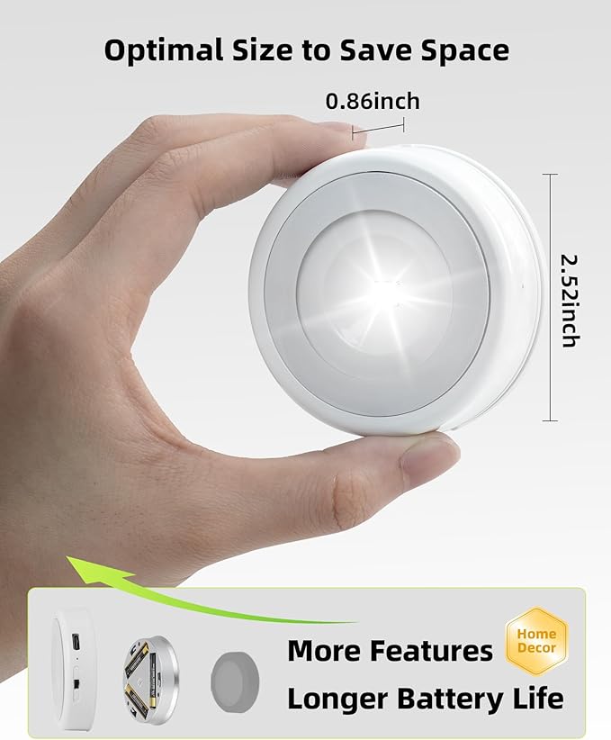 EZVALO LED Puck Lights, Rechargeable Battery Touch Light, 2.5'' Mini Tap Lights - Image 9