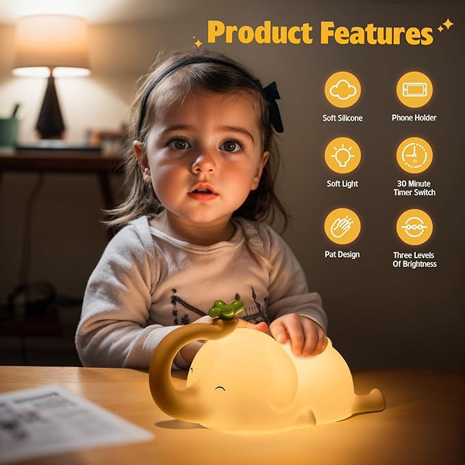 Silicone Elephant Night Light for Kids - Image 4