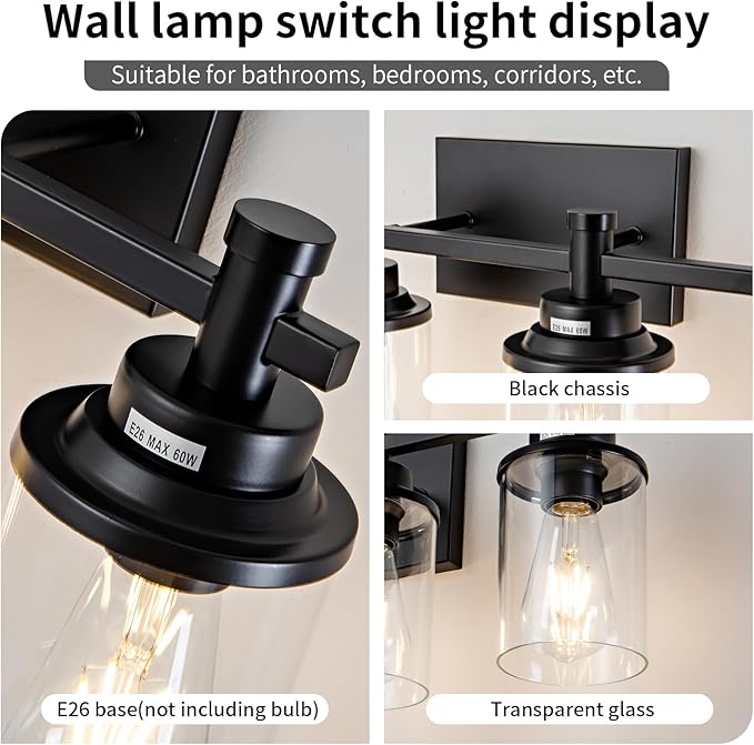 Modern Black Bathroom Vanity Lighting Over Mirror, 6 Lights Bathroom Vanity - Image 3