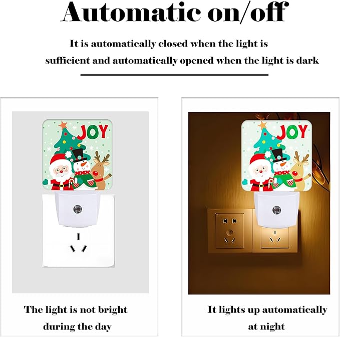 Santa Claus Snowman and Reindeer Night Light, Plug Into Wall - Image 3